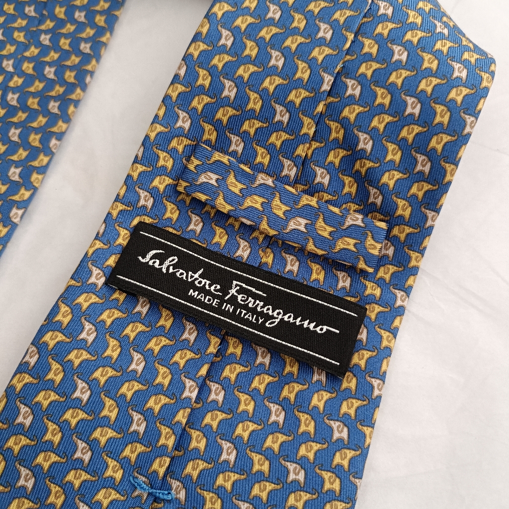 Salvatore Ferragamo Elephant Novelty Men's Silk Tie Neck Tie